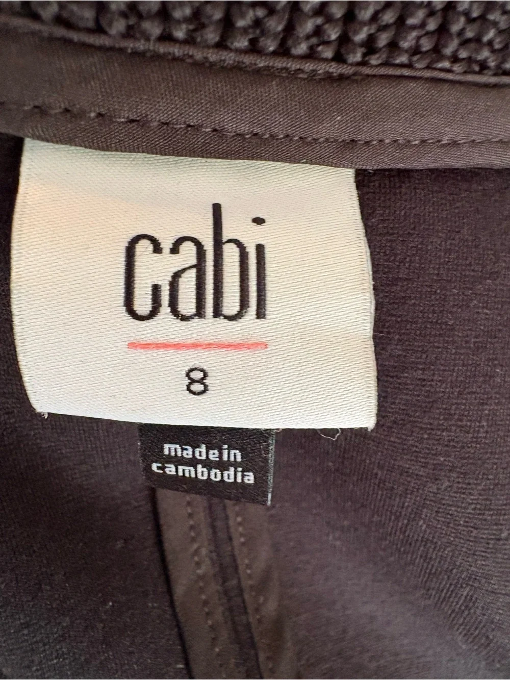 CAbi Black Double-Breasted Cropped Blazer with Contrast Trim size 8